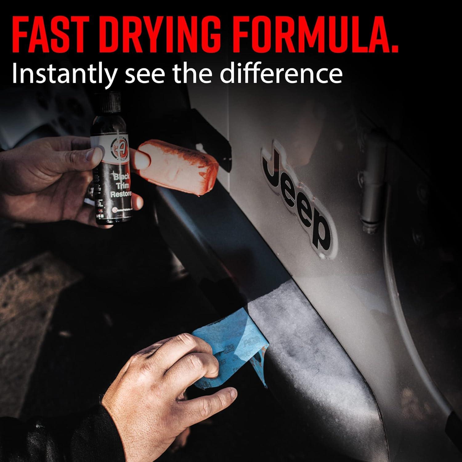 imageAdams Polishes Black Trim Restorer 4 oz with Applicator  Restores Plastic Trim to a Rich Black Color with a Factory New Appearance Lasts Several Months Per Treatment198 Fl Oz Pack of 6