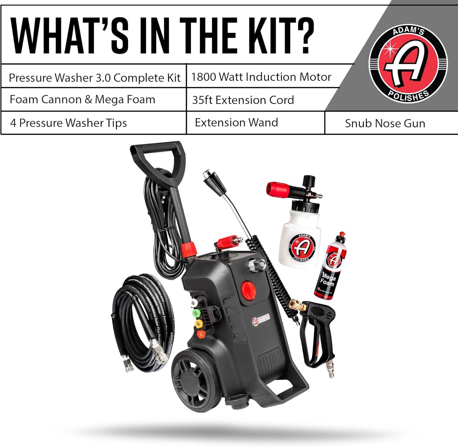 imageAdams Pro Series Electric Pressure Washer 20 Complete Kit  Professional Powerful Detailing Car Washing Pressure Sprayer Includes Snub Nose Wall Mount ampamp Pressure Washer Tips  1200 PSI 176 GPMStandard 30  Kit