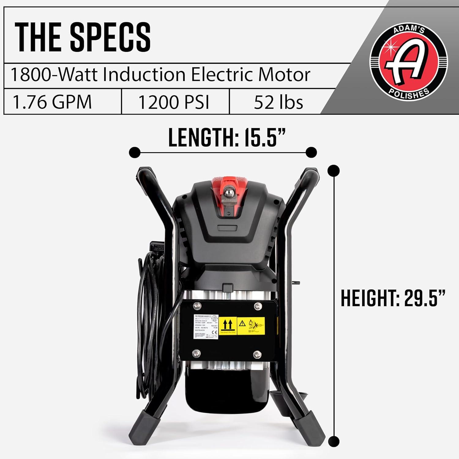 imageAdams Pro Series Electric Pressure Washer 20 Complete Kit  Professional Powerful Detailing Car Washing Pressure Sprayer Includes Snub Nose Wall Mount ampamp Pressure Washer Tips  1200 PSI 176 GPMPro Series 20  Kit