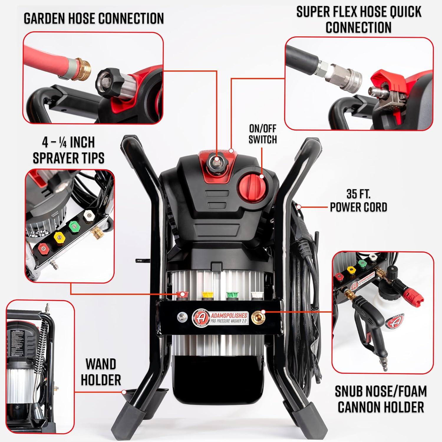 imageAdams Pro Series Electric Pressure Washer 20 Complete Kit  Professional Powerful Detailing Car Washing Pressure Sprayer Includes Snub Nose Wall Mount ampamp Pressure Washer Tips  1200 PSI 176 GPMPro Series 20  Kit