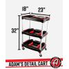 imageAdams Polishes Professional Detail Cart Powder Coated Metal Car Detailing Cart for Garage  Storage Space Rolling Premium Locking Casters Polisher Holders Heavy Duty Workshop Detailers GarageStandard Detailing Cart