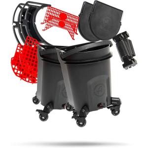 imageAdams Double Complete Premium Detailing Bucket  Car Wash Bucket with Grit Guard Seat Pad Organization Rack Drain Plug 2 Locking Wheels  Innovative Detail 5 Gallon Bucket Kit SystemDouble Bucket